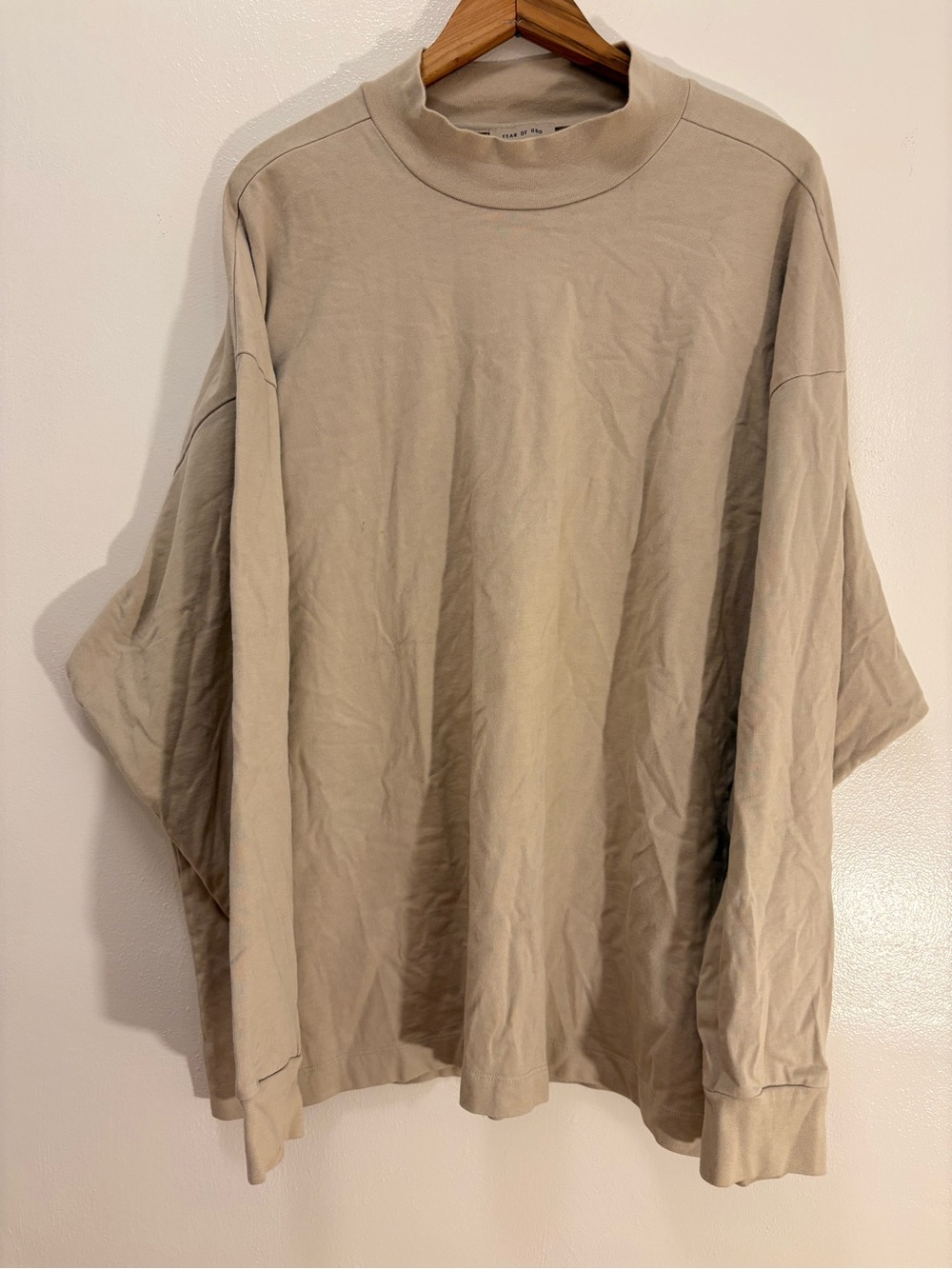 Fear of God Minimalist Long-Sleeve Crewneck Large Shirt Beige